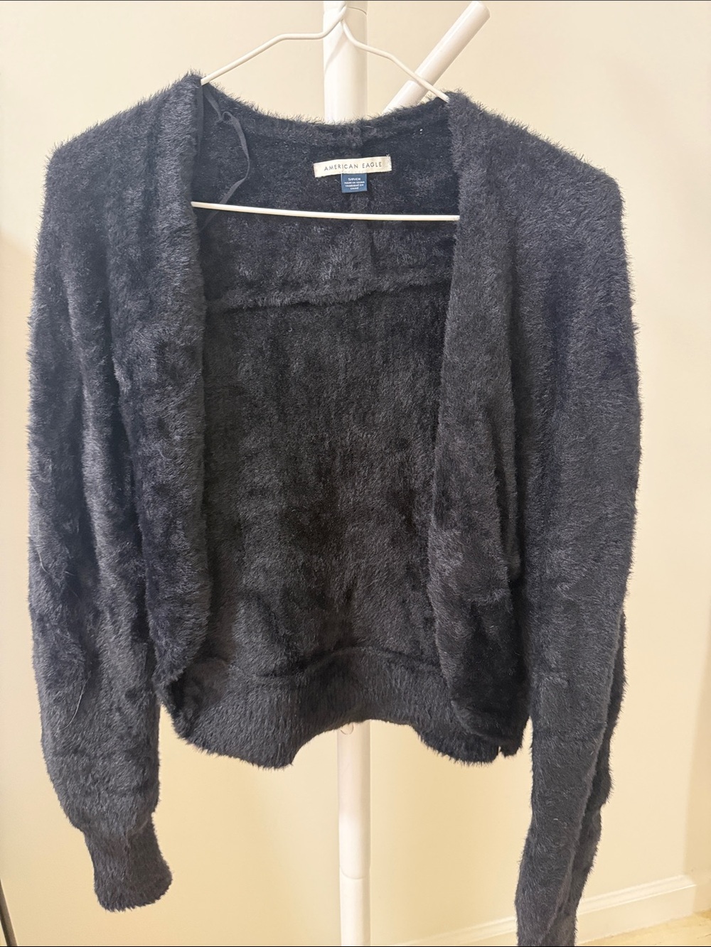 American Eagle Outfitters Women’s Fuzzy Open-Front Cardigan - Charcoal